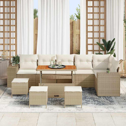 Tuin Sofa Set met kussen 10 pcs Beige en Crème poly rattan