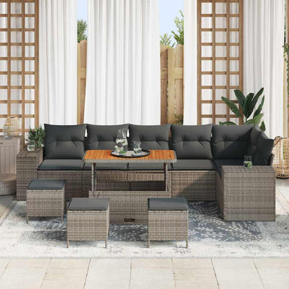 Tuin Sofa Set met kussen 10 pcs Grijs poly rattan