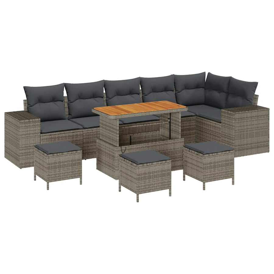 Tuin Sofa Set met kussen 10 pcs Grijs poly rattan