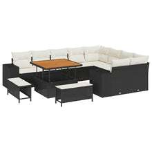 Tuin Sofa Set met kussen met opslag 12 pcs Zwart en Crème