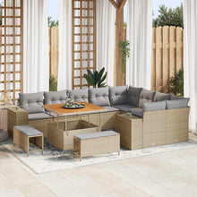 Tuin Sofa Set met kussen met opslag 12 pcs Beige en Licht Grijs