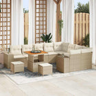 Tuin loungeset 12-delig polyrattan acaciahout beige crème