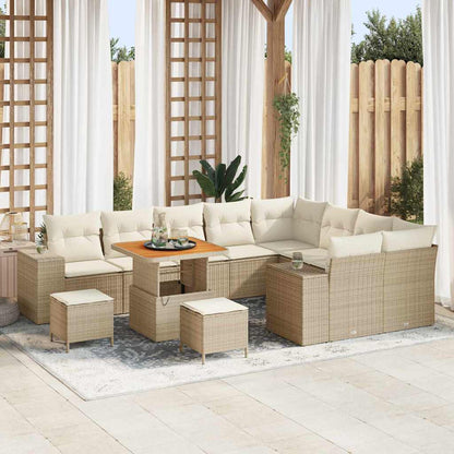 Tuin Sofa Set met kussen met opslag 12 pcs Beige en Crème