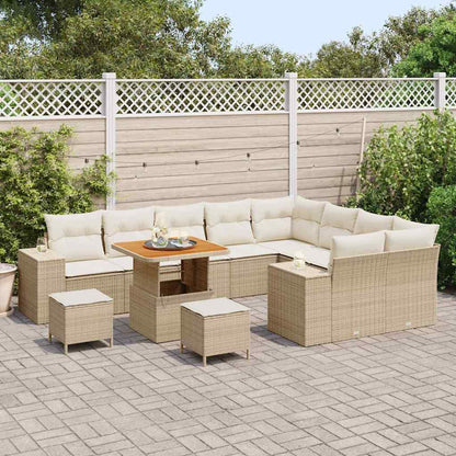 Tuin Sofa Set met kussen met opslag 12 pcs Beige en Crème