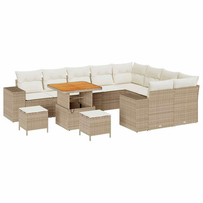 Tuin Sofa Set met kussen met opslag 12 pcs Beige en Crème