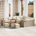 Loungeset tuin 12 delig 9 zitplaatsen poly rattan acaciahout beige crème