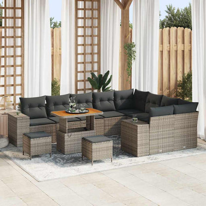Tuin Sofa Set 12 st 9-Aantal zitplaatsen Grijs poly rattan