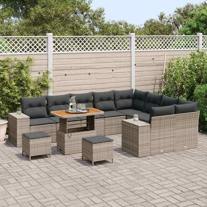 Tuin Sofa Set 12 st 9-Aantal zitplaatsen Grijs poly rattan