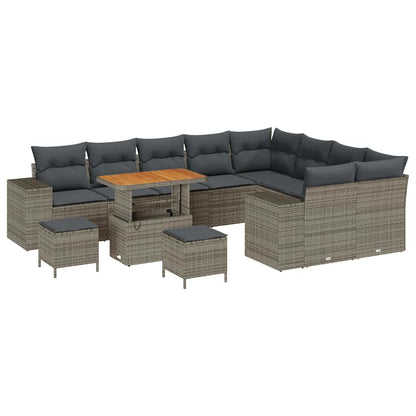Tuin Sofa Set 12 st 9-Aantal zitplaatsen Grijs poly rattan