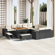 Tuinset poly rattan 13-delig zwart crème