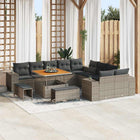 Loungeset poly rattan grijs 13-delig