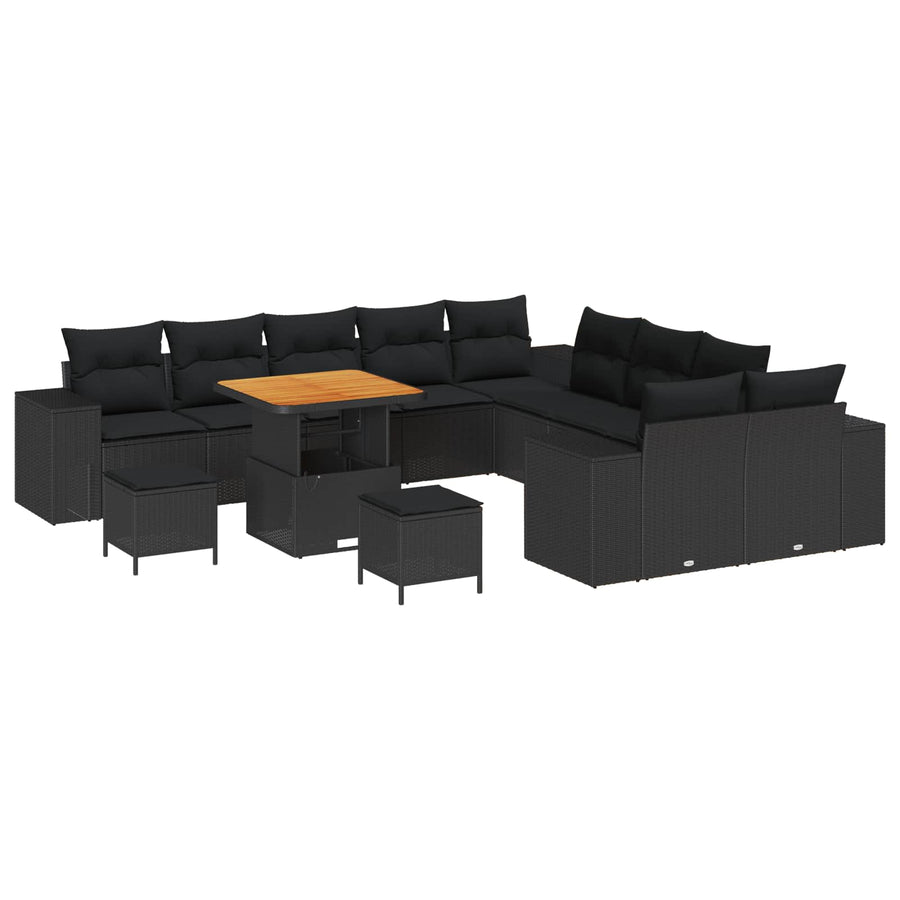 Tuin Sofa Set met kussen 13 pcs Zwart poly rattan