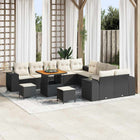Garden Sofa Set with Cushions 13 pcs Black and Cream poly rattan