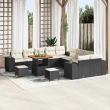 Tuin Sofa Set met kussen 13 pcs Zwart en Crème poly rattan