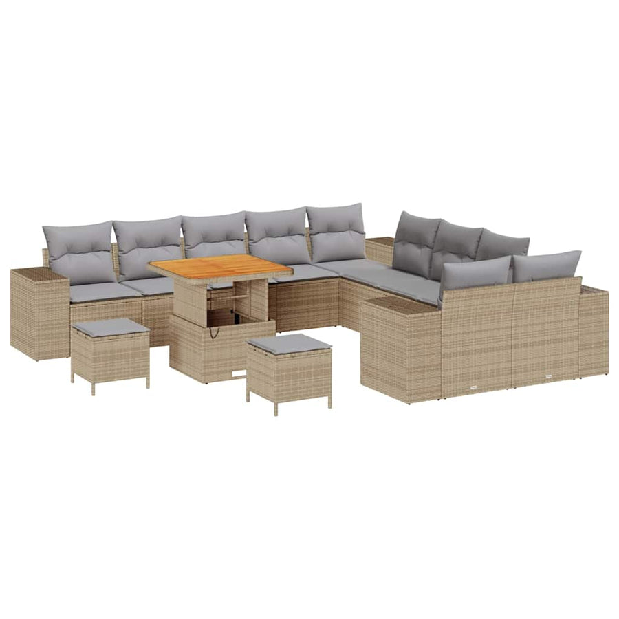 Tuin Sofa Set 13 pcs Beige en Licht Grijs poly rattan
