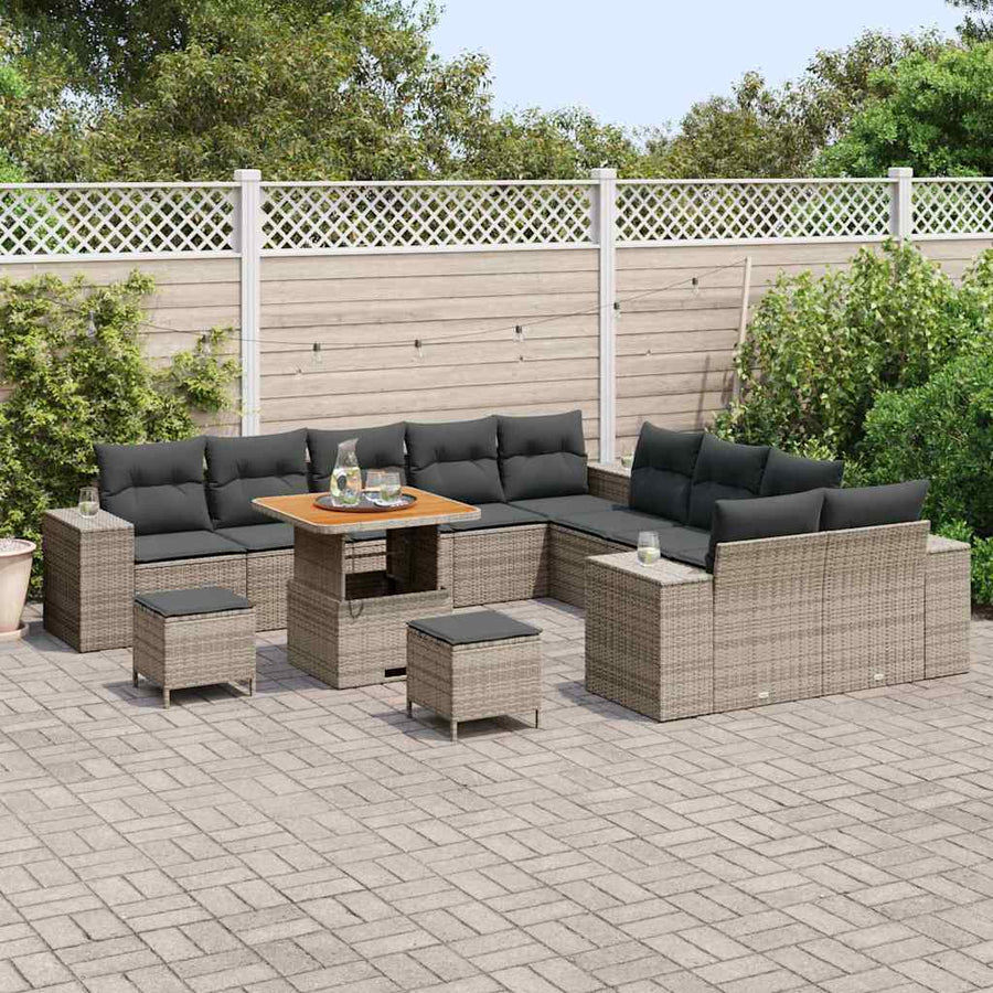 Tuin Sofa Set met kussen 13 pcs Grijs poly rattan