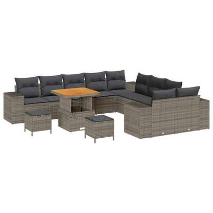 Tuin Sofa Set met kussen 13 pcs Grijs poly rattan
