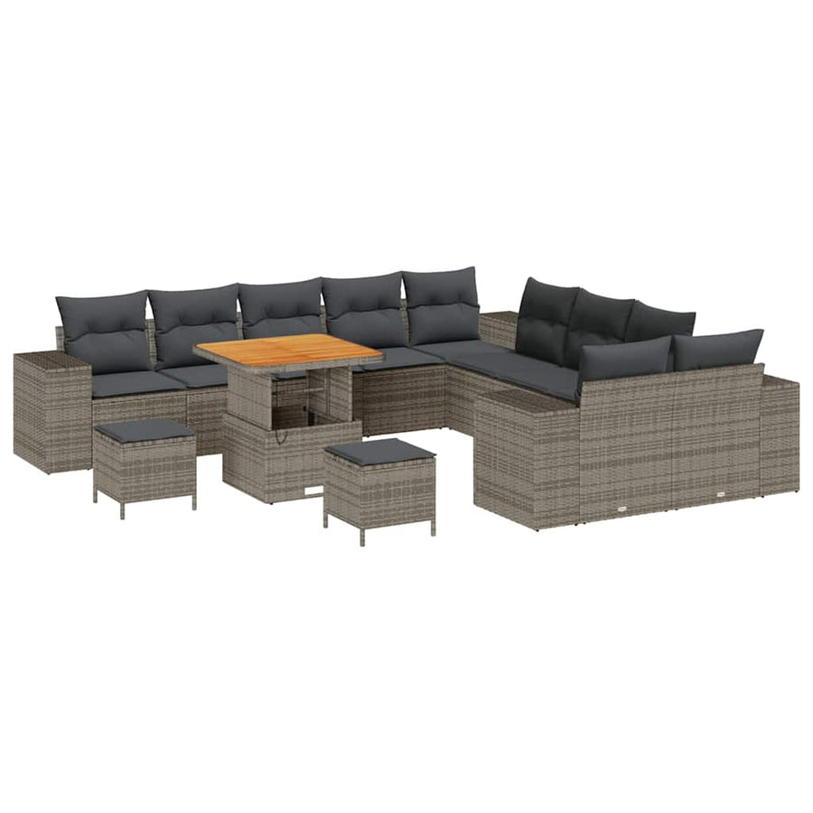 Tuin Sofa Set met kussen 13 pcs Grijs poly rattan