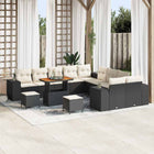 Garden Sofa Set with Cushions 13 pcs Black and Cream poly rattan