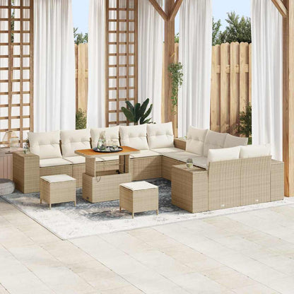 Tuin Sofa Set met kussen 13 pcs Beige en Crème poly rattan