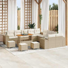 Garden Sofa Set with Cushions 14 pcs Beige and Cream poly rattan