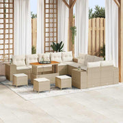 Loungeset poly rattan beige crème 14-delig