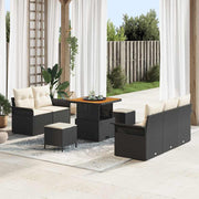 Tuin loungeset 8-delig poly rattan zwart crème