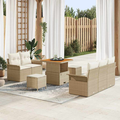 Tuin Sofa Set met kussen met opslag 8 pcs Beige en Crème