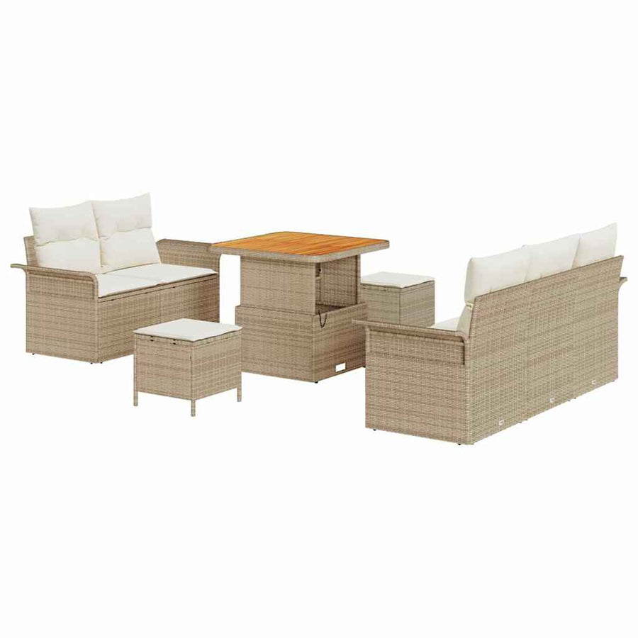 Tuin Sofa Set met kussen met opslag 8 pcs Beige en Crème