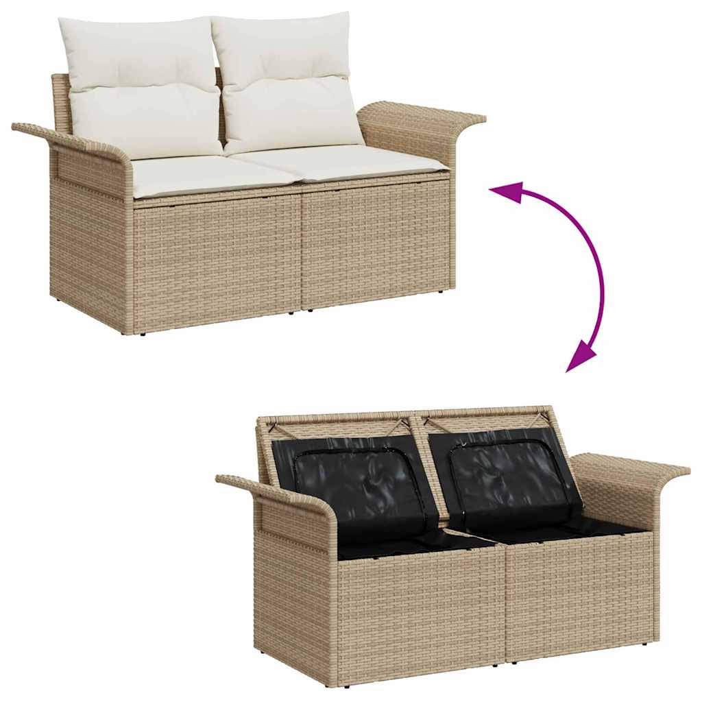 Tuin Sofa Set met kussen met opslag 8 pcs Beige en Crème