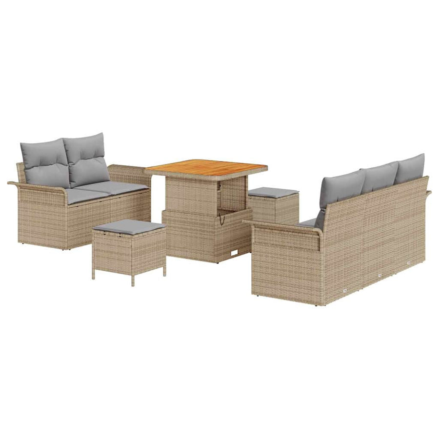 Tuin Sofa Set met kussen met opslag 8 pcs Beige en Licht Grijs