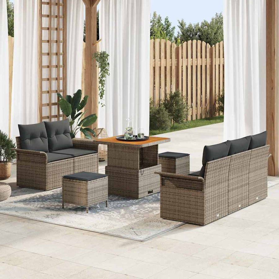 Tuin Sofa Set met kussen met opslag met kussen 8 pcs Grijs