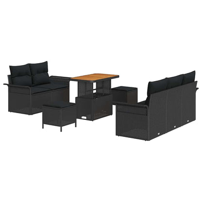 Tuin Sofa Set met kussen met opslag met kussen 8 pcs Zwart
