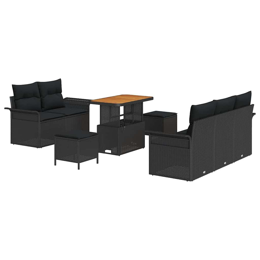 Tuin Sofa Set met kussen met opslag met kussen 8 pcs Zwart