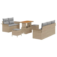 Tuin Sofa Set met kussen met opslag 8 pcs Beige en Licht Grijs
