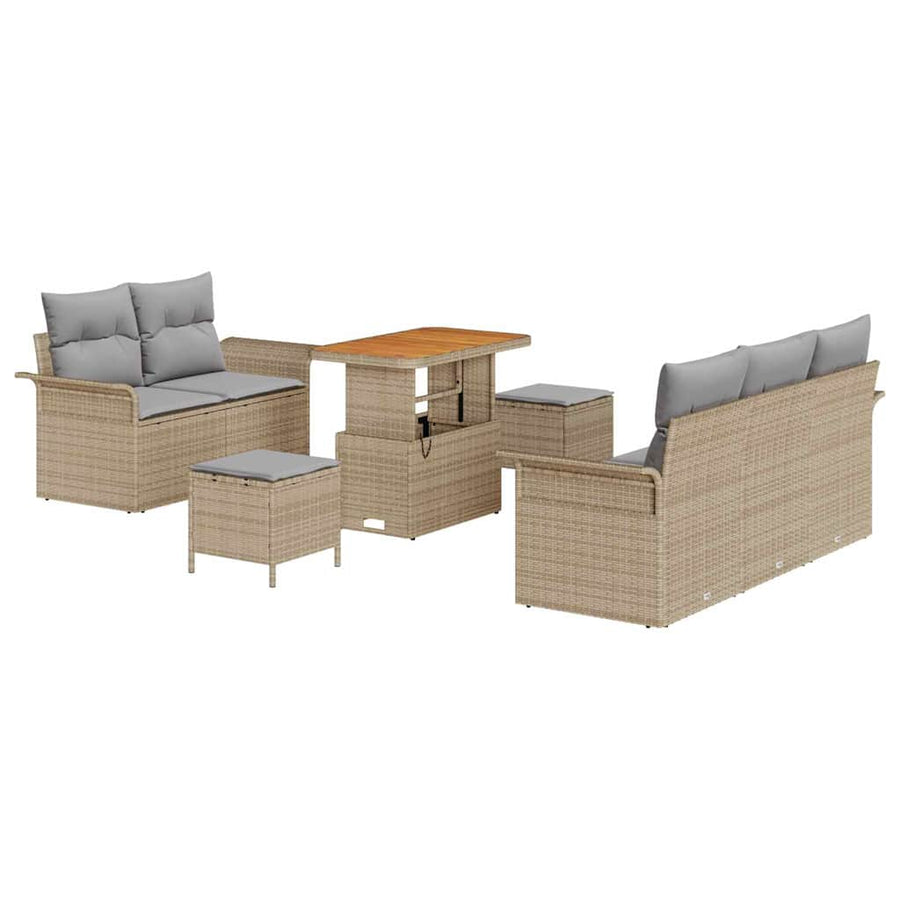 Tuin Sofa Set met kussen met opslag 8 pcs Beige en Licht Grijs