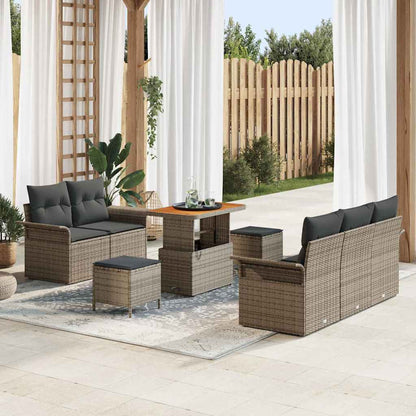 Tuin Sofa Set met kussen met opslag met kussen 8 pcs Grijs