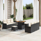 Tuinset loungebank poly rattan 9-delig zwart crème