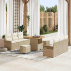 Garden Sofa Set with Cushion and Storage 9 pcs Beige and Cream