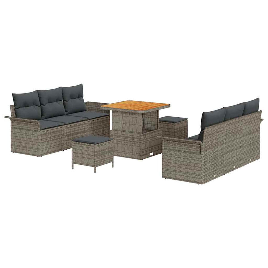 Tuin Sofa Set met kussen met opslag met kussen 9 pcs Grijs