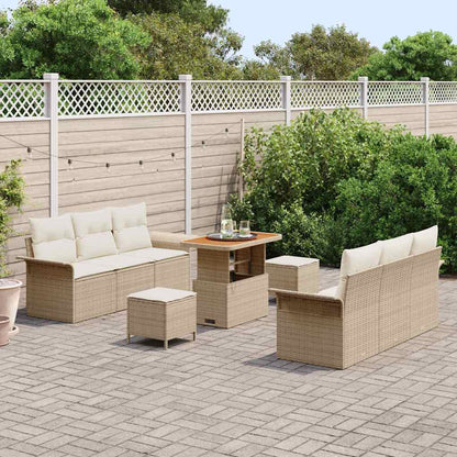 Tuin Sofa Set met kussen met opslag 9 pcs Beige en Crème
