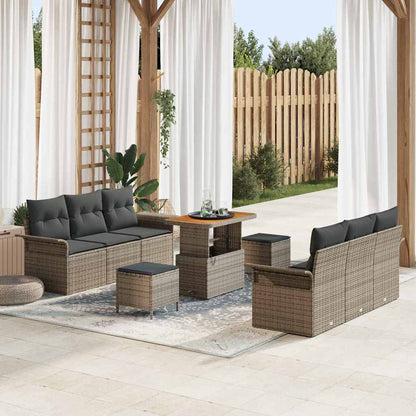Tuin Sofa Set met kussen met opslag met kussen 9 pcs Grijs