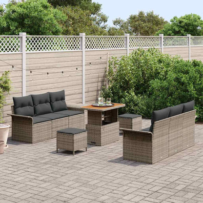 Tuin Sofa Set met kussen met opslag met kussen 9 pcs Grijs