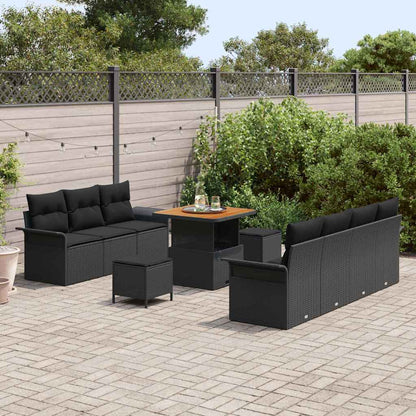 Tuin Sofa Set met kussen met opslag met kussen 10 pcs Zwart