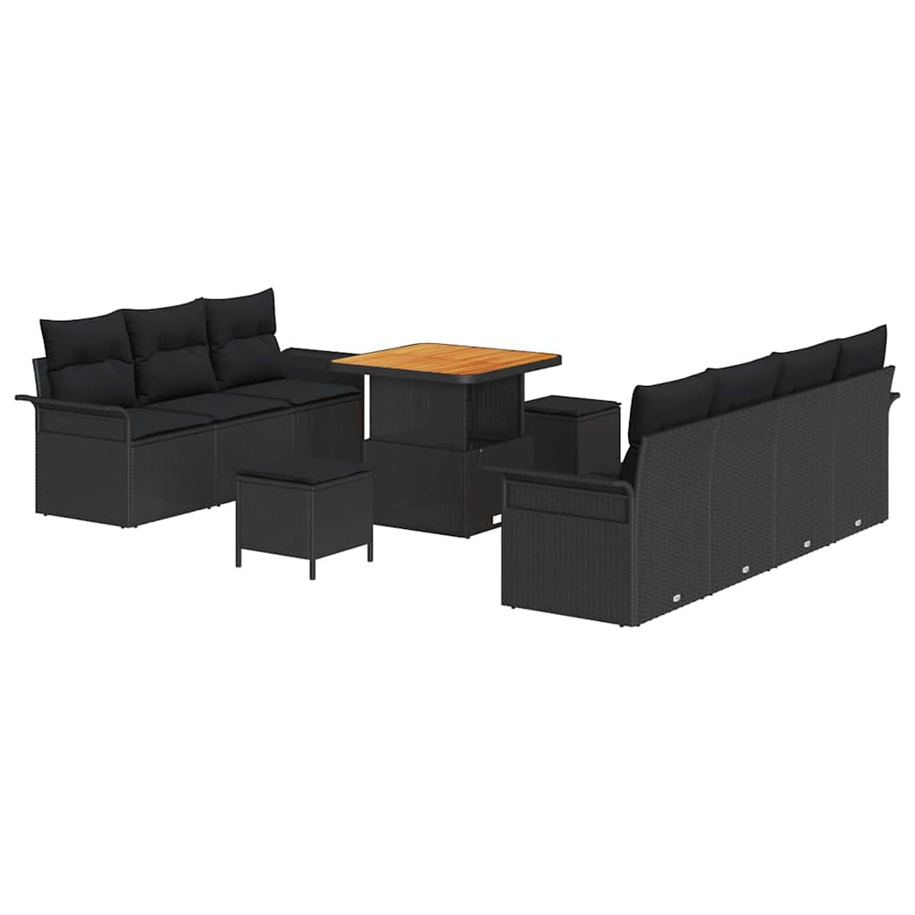 Tuin Sofa Set met kussen met opslag met kussen 10 pcs Zwart