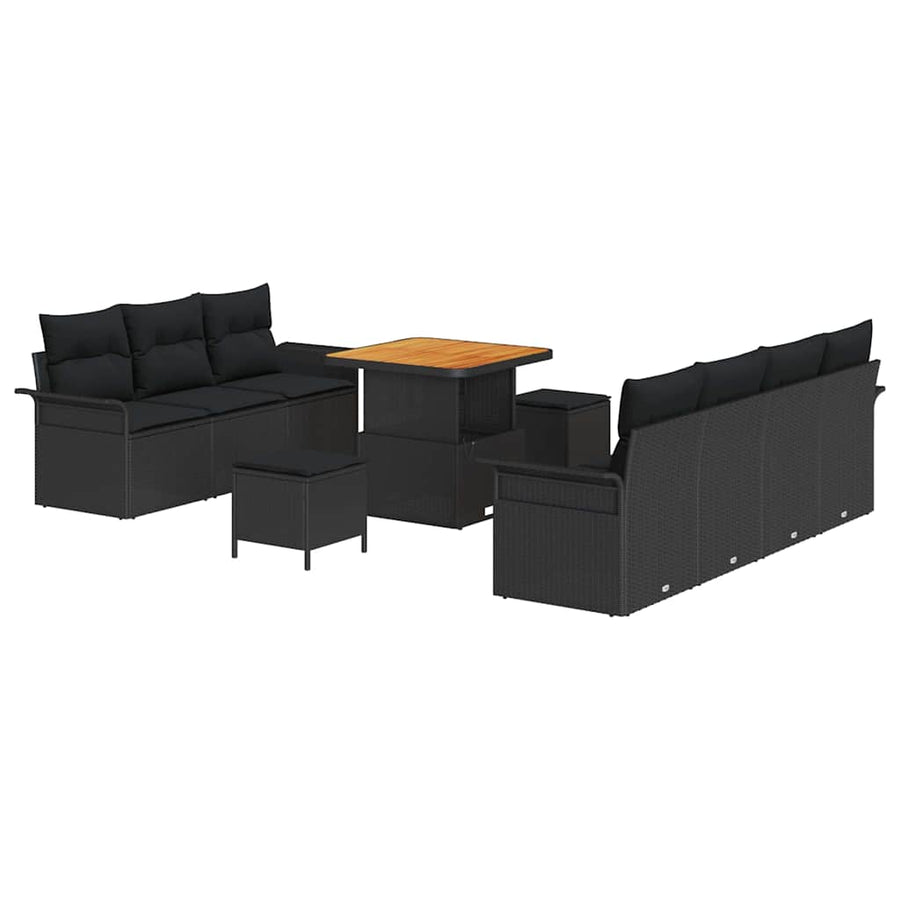 Tuin Sofa Set met kussen met opslag met kussen 10 pcs Zwart