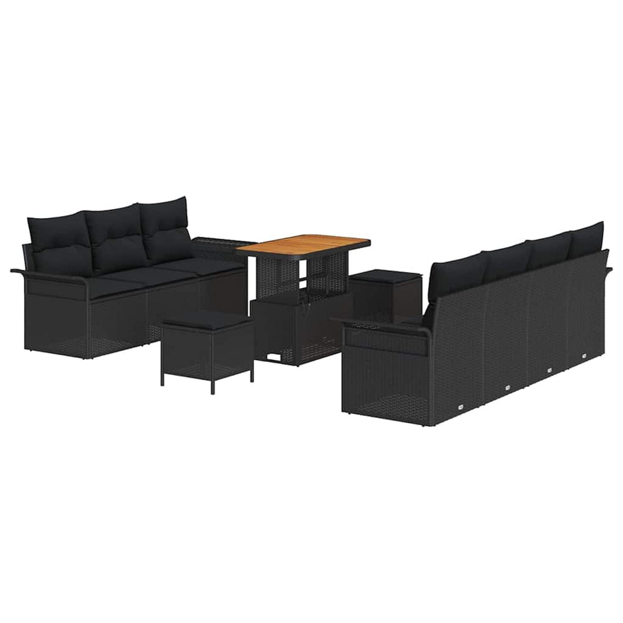 Tuin Sofa Set met kussen met opslag met kussen 10 pcs Zwart