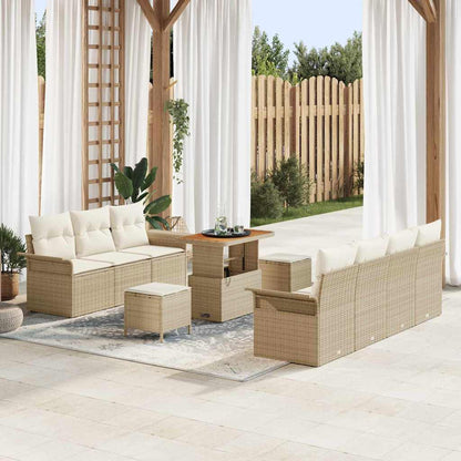 Tuin Sofa Set met kussen met opslag 10 pcs Beige en Crème