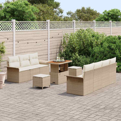 Tuin Sofa Set met kussen met opslag 10 pcs Beige en Crème