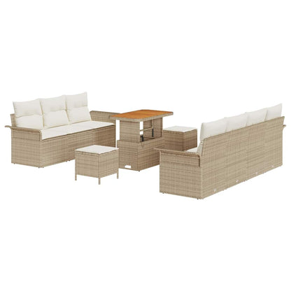 Tuin Sofa Set met kussen met opslag 10 pcs Beige en Crème
